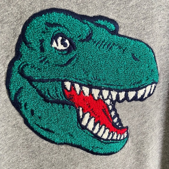 Carter's Boys Crew Neck Dinosaur T-Rex Patch Sweatshirt Pullover Gray Sz 10 - Picture 2 of 10